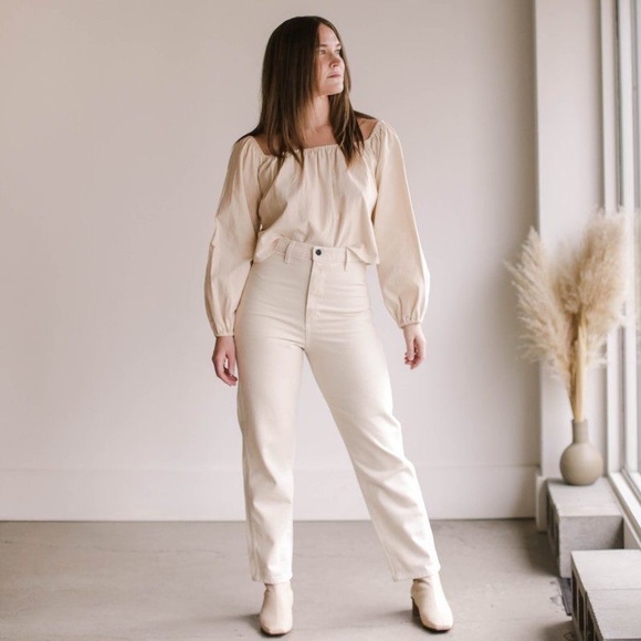 NWT Ozma Of California Straith Leg Pants in Cream size XS - Picture 1 of 9